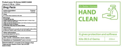 04 Dr.Homes HAND CLEAN 200ml Label.jpg 75615-0040-4 200ml - 04 Dr.Homes HAND CLEAN 200ml Label